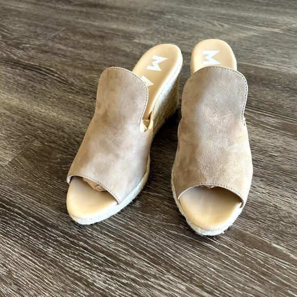 EUC Manebí Hamptons Sabot Wedge Sandals Dove Gray Suede Size 38 / US 7.5 Leather - Picture 2 of 14